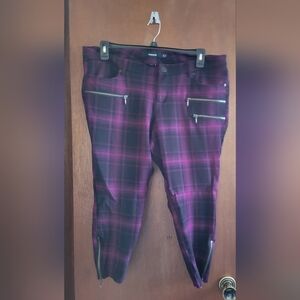 torrid Black & Purple Plaid Skinny Pants with Decorative Zippers